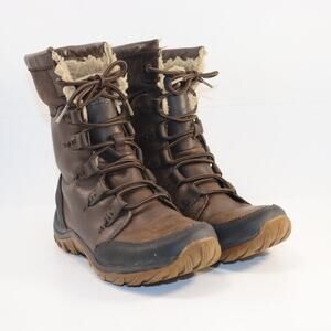 Patagonia Stubai Waterproof Leather Boots Women’s 7 Brown Shearling Lined